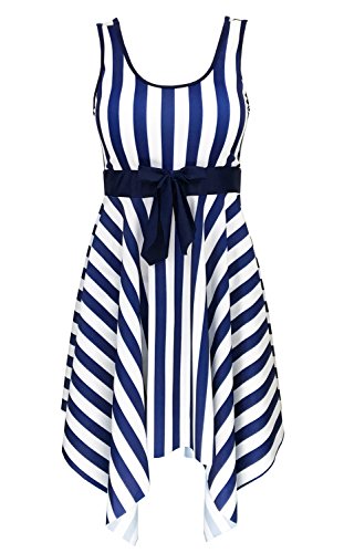 Women's One Piece Swimsuit Sailor Vintage Bathing Suit Plus Size Swimdress