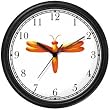 Orange Dragonfly or Dragon Fly - JP Wall Clock by WatchBuddy Timepieces (Hunter Green Frame)