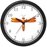 Orange Dragonfly or Dragon Fly - JP Wall Clock by WatchBuddy Timepieces (White Frame)