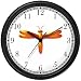 Orange Dragonfly or Dragon Fly - JP Wall Clock by WatchBuddy Timepieces (White Frame)