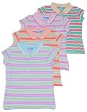 Girls' Striped Knit Polo Shirt