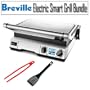 Breville BGR820XL Smart Grill Electric Grill With Removable Plates Including Red Silicone Tongs And Heat Resistant Slotted Spatula