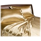 Divatex Home Fashions Royal Opulence Satin King Sheet Set, Gold