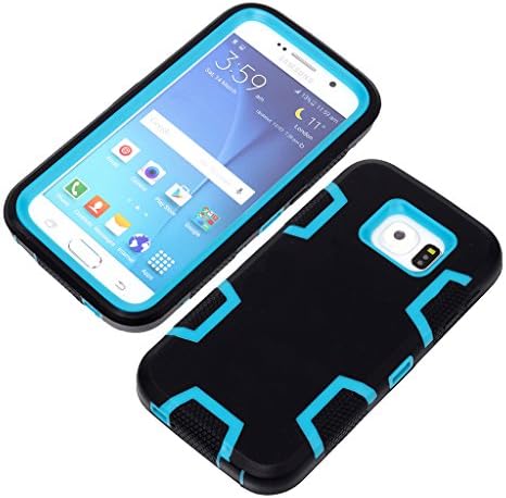 For Galaxy S6 Case ,Flysunstore Hybrid Silicone With Hard PC Pattern Double Layer Protective Cover Fit For Samsung Galaxy S6 SM-G920 [BLUE+BLACK]