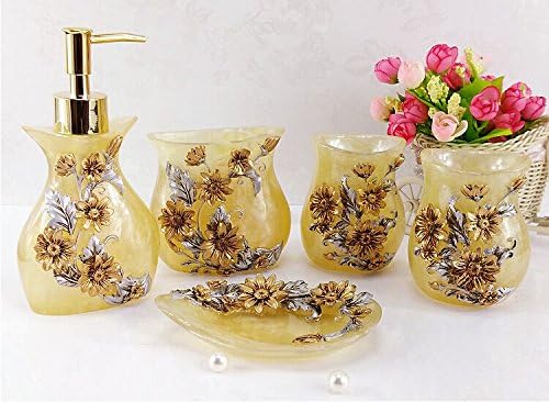 New European-Style Wedding Floral Resin Toiletries Kit / Modern Minimalist Wash Supplies Suit Bathroom 5pcs Set
