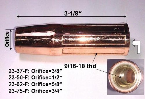 5 Gas Nozzles 23-50-F 23-50F 1/2' for Lincoln Magnum and Tweco MIG Welding Guns