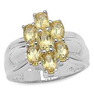 Buy 1.90 Carat Genuine Citrine Oval Silver Ring by JewelzDirect