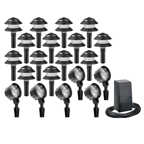 Childrens Toyshop  Outdoor Living : Intermatic LX58720P Malibu Lawn Light Combo Kit with 14 Tier Lights, Six FloodLights and 80-Watt Power Pack, Black