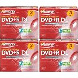 Memorex 8.5GB Double Layer DVD+R W/Slim Jewel Case 4(3) Packs Total of 12 Disks