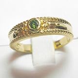 14K Etruscan Style Green Diamond Ring