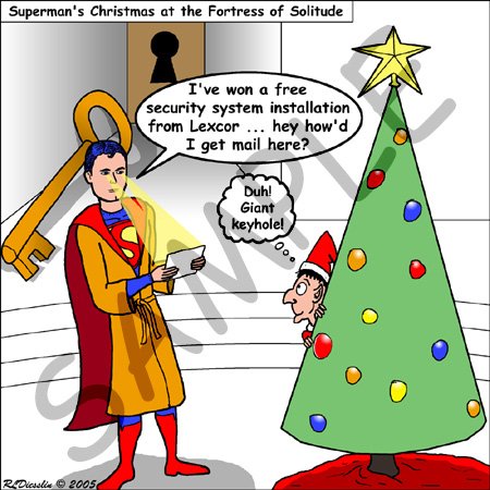 Rich Diesslins Funny Christmas Cartoons - Supermans Christmas - Quilt Squares