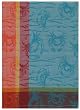 100% Cotton Jacquard Crabs Aqua Blue Dishtowel 18" X 28" Set / 6