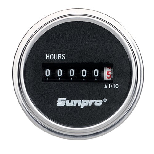 Sunpro CP7953 Analog Hour Meter - Black Face