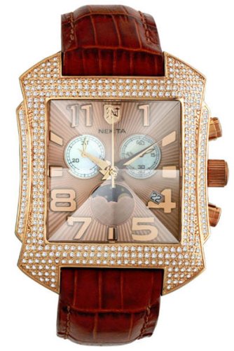 Nekta King Moon Phase Stainless Steel & Diamond Watch   KG3323D