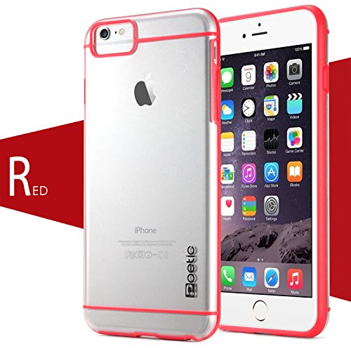iPhone 6 Plus Case - Poetic iPhone 6 Plus Case [Atmosphere Series] - [Lightweight] [Slim-Fit] Slim-Fit Tranparent Hybrid Case for Apple iPhone 6 Plus 5.5 Clear/Red (3 Year Manufacturer Warranty From Poetic)