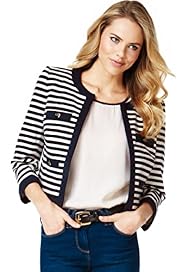 Open Front Striped Tailored Jacket