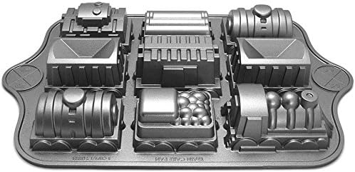 Nordic Ware 59048 Cast Aluminum 3-D Train Railroad Muffin Cake Mold Pan