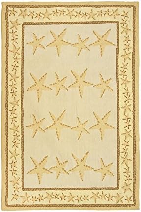 Homefires Starfish Toss 3-Feet by 5-Feet Indoor Hand Hooked Area Rug