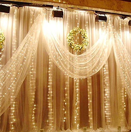 LEAZEAL 300 LED Christmas Lights Window Curtain Icicle Lights String Fairy Light for Wedding Party Home Garden Decorations 3M*3M (Warm White)