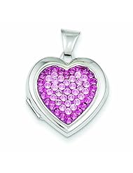 Genuine .925 Sterling Silver 18mm Heart Rose Light Rose Swarovski Elements Locket 1.6 Grams. 100% Satisfaction Guaranteed.