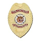 HWC VOLUNTEER FIREFIGTHER Gold Badge Shield with Full Color Seal