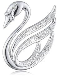 Sterling Silver Diamond Swan Pendant Necklace (0.018 cttw, I-J Color, I1-I2 Clarity), 18"