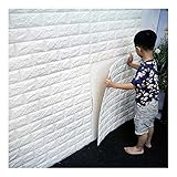 【SUNDECK】建築・住宅資材 家庭装飾壁紙 レンガ調 ブリック壁紙シール 防水 防霉 自粘 (お得5枚セット, 70cm x 77cm (ホワイト))