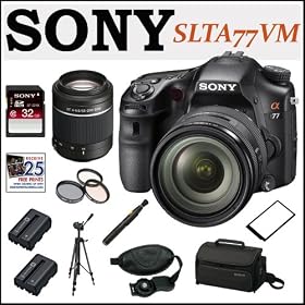 Sony Alpha SLT-A77VM 24.3 MP DSLR Camera + Sony DSLR 32GB SDHC Class 10 SD Memory Card + Accessory Kit
