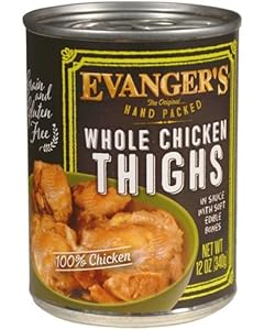 EVANGER'S 776160 Hand-Packed Grain Free Whole Chicken Thighs for Dogs, 12 ounce, pack of 12