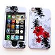 Apple iPhone 4 & 4S Snap-on Protector Hard Case Image Cover "Artistic Red Flowers" Design