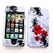 Apple iPhone 4 & 4S Snap-on Protector Hard Case Image Cover "Artistic Red Flowers" Design