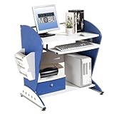 Techni Mobili Ergonomic Kids and Teens MDF Computer Desk, Blue and White