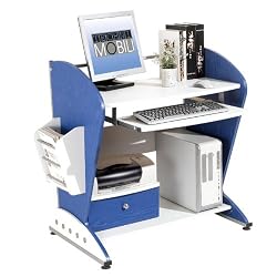 Techni Mobili Ergonomic Kids & Teens MDF Computer Desk, Blue and White