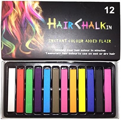 Funsion Removable 12/24 Temporary Colors Non-toxic Hair Chalk Dye Soft Hair Pastels Kit (12 colours)