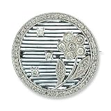 14K White Gold Diamond Flower Pin