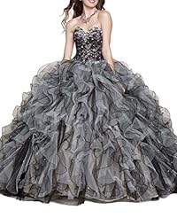 Strapless Organza  Lace Quinceanera Dress  With Ruffles