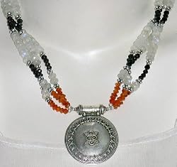 Necklaces Amulet Silver Multi Gemstone Jewelry 19.25 Inches