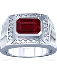 14K White Gold Emerald Cut Ruby Solitaire Ring