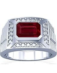 18K White Gold Emerald Cut Ruby Solitaire Ring