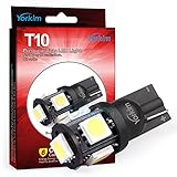 T10 LED ウエッジタイプ 電球, Yorkim® 2015年最新、五世代，車内ランプ W5W 194 168 2825 5連 5050 チップ SMD，置換ナンバー灯、クリアランスランプ、高輝度環境省エネランプ(10個 セット)