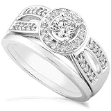 2/5ctw Round Brilliant Diamond Wedding Ring Set in 14kt White Gold (GI/I1)