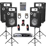 Crown XLS2500 Amp, 4 Three Way 10 Speakers, Mixer, Stands and Cables DJ Set New CROWNE1025SET7