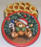 Gourmet Food : Scott's Cakes 1 lb. Apricot Butter Cookies in a Teddy Bear Tin