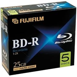 Fujifilm Media 25303605 BD-R Blue Ray Disc Write Once 10MM Jewel Case - 5 Pack Box