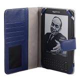 CaseCrown Amazon Kindle 3 (Latest Generation) Faux Leather Premium Case with Interior Compartments (Blue)