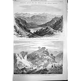 1864 の Chumla Umbeylah の険しい岩山のピケット Punjaub