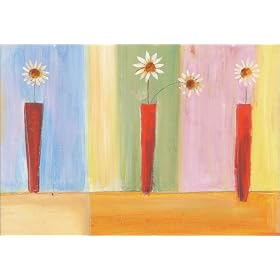 Art4Kids Daisies in Red Mounted Art Print - 24"x18"