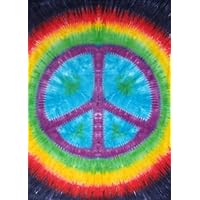 Rainbow Tie-Dye Peace Sign Tapestry Bedspread 60x90