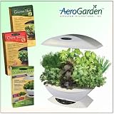 AeroGrow AeroGarden Garden Kit, White + 3 Additional Seed Kits (Gourmet Herb, Cherry Tomato, & Salad Bar Mesclun Mix)