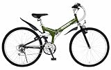 Raychell(レイチェル) 26インチWサス付きシマノ18段折りたたみマウンテンバイク MTB-2618R-07 オリーブ